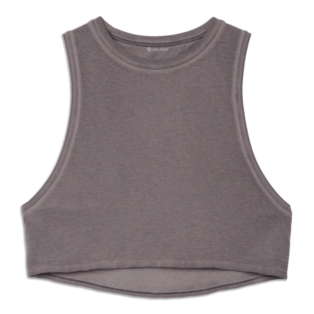 Cut Back Crop Tank Top - Size 6 - Washed Gray